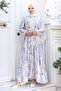 Patterned Hijab Dress Lilac 541