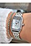 Ferrucci̇ Square Stone Silver Metal Woman Wristwatch - 4