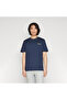 Small Linear Logo Print Men's Navy Blue Round Neck T-Shirt