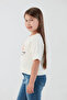 Ribbed Text Printed Lycra Girl's T-Shirt - 2