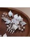 Destina Handmade Pearl Leaf and Flower Detailed Promise Engagement Wedding Wedding Elegant Bridal Hair Accessory - 4