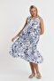 Women's Dress - Muslin Strap Patterned Dress - 3045 - 3
