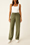 Women's Light Khaki Linen Pants – High Waist, Lace-Up, Comfortable Loose Fit, Casual Stylish Choice