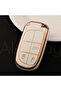Fiat Jeep Compatible Egea 500X Grand Cherokee Wrangler Renegade Compass Gold Edge Tpu Key Case Cover (White)