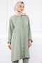 Khaki Hooded Striped Tunic Pants Suit - 3