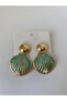 Mussel Figured Pearl Detail Green Earrings - 3