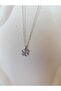 Steel Clover Necklace Silver with a Leaf Zircon Stone