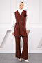 Burgundy Shirt Vest Pants Combination Set