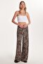 Women's Slim Fit Slim Fit Elastic Waist Tie Leopard Patterned Trousers - 2