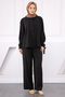 Black Slit Tunic Trousers Suit - 2