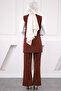 Burgundy Shirt Vest Pants Combination Set - 3