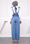 Indigo Linen Jumpsuit with Pocket Detail - 3