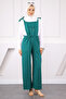 Emerald Green Linen Jumpsuit with Pocket Detail