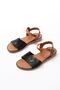 205-012 Black Orthopedic Genuine Leather Women's Sandals - 5