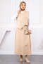 Beige Single Pocket Vest Skirt Suit - 2