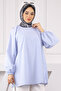 Baby Blue Balloon Sleeve Striped Tunic
