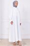 Eva Hijab Dress with Elastic Sleeves White Hm2758 - 2