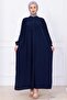 Buttoned Front Eva Hijab Dress Navy Blue Hm2757 - 4