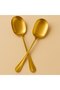 Practical 2Pcs Stainless Gold Steel Luxury Serving Salad Spoon Spatula Steel Food Serving Spoon 21cm