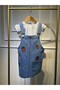 Girl's Strawberry Embroidered Badi Jeans Gilet Premium Dress