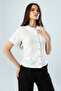 White Pocket Detailed Jacket Look Wrapped Cardigan - 5