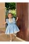 Defne Blue Bow Vintage Baby Girl Dress, birthday dress, photo shoot dress, suitable for ages 0-7