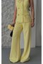 Women's Square Neck Classic Vest Pants Set Yellow - 2