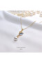 Steel Stone Pearl Leaf Necklace - 3