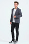 Men's Slim Fit Blazer Jacket Navy Blue White - 6