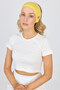 White Short Sleeve Crew Neck Fitted Camisole Crop + Bandana Set 100% Cotton, Flexible and Comfortable - 7