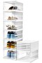 U HOOME 6 Tier Shoe Boxes,Stackable Shoe Storage Organizer Boxes Easy Installation All in One Shoe