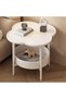 2 Tier Clover Shaped Coffee Side Table, with Round Tray for Living Room, Bedroom, Balcony White