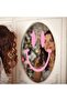 11.8" Pink Acrylic Smiley Face Mirror - Round Wall-Mounted Decor for Living Room, Bedroom, and Bathroom - 7