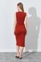 Women's Brick V Neck Draped Sleeveless Sandy Dress - 5