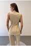 Shawl Collar Waist-Tied Vest Trousers Cream Suit - 5