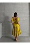 Women's Oil Green Gathered Collar Stretch Dress - 6