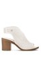 Women's Leather Sandals Shoes - High Heel - Patterned Upper - Cream Beige - D25Ys-2915 - 2