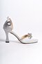 Ambre Silver Satin Women's Heeled Shoes - 4