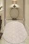 Non-Slip Base Moopy Oval Cream Curly Soft Soft Woven Floor Carpet Living Room Carpet Lp1003A_Krem - 2