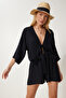 Summer Viscose Crop Shorts Set Black Lje0002 - 2