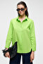 Delfino Women's Oversize 100% Organic Cotton Long Sleeve Thin Long Peanut Green Shirt