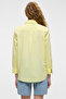 Delfino Women's Oversize 100% Organic Cotton Long Sleeve Thin Long Yellow Shirt - 6