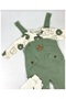 Bear Patterned Baby Boy Rompers 3-Piece Rompers Set (Zıbın Rompers Socks) 3-6-9 Months Baby Outfit Green Color - 7