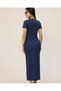 Navy Blue Ottoman Fabric Short Sleeve Midi Dress with Slit Detail – with Sun Accessories 7279 - 6