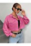 Crop denim pembe kor ceket
