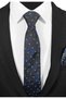 Black Blue Paisley Patterned Tie and Pocket Square Set – 7 cm - 3