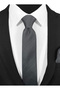 Dark Anthracite Grey Textured Tie and Pocket Square Set – 7 cm - 2