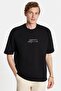 Men's Oversize Wide Cut Cotton Printed Crew Neck Black T-Shirt