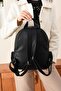 Black Women's Antique Faux Leather Multi-Pocket Daily Backpack Pbu3000 - 2