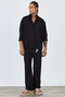 Premium New Season Men's Summer Comfortable Fit Shirt & Pants Bottom Top Black Linen Suit Ls-3298 - 8
